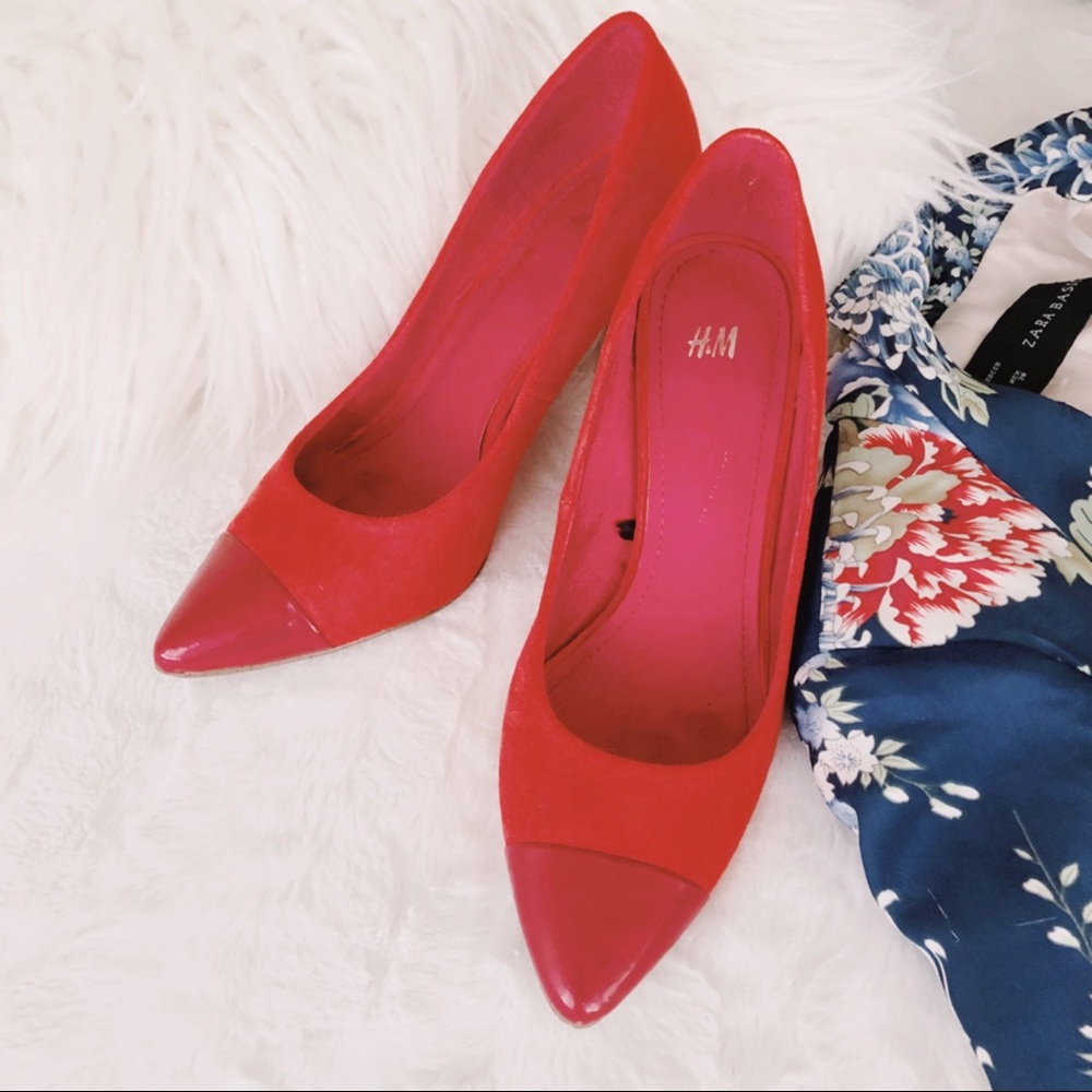 {h&m} poppin’ orange pumps - Picture 2 of 6